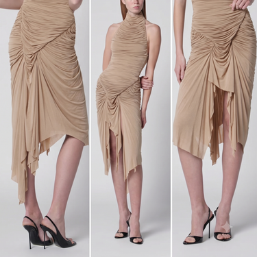 Francesco Murano Drapped Longuette Skirt Peach Cream