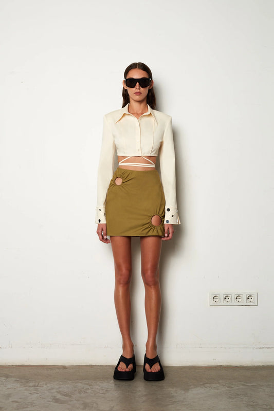 ILA PAVLA Mini Skirt With Two Ring Cut-outs
