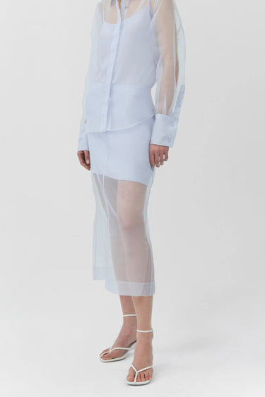 Simkhai Dana Organza Midi Skirt Perwinkle Sky