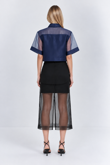 Simkhai Dana Organza Midi Skirt Black