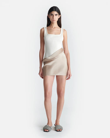 Nanushka Marijn Ribbed Jersey and Slip Satin Dress