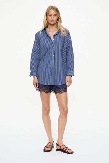 LMND Chiara Long Sleeve Shirt Stripes Mid-Length Navy/Natural
