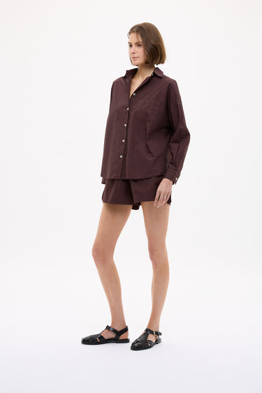 LMND Chiara Long Sleeve Shirt Chocolate