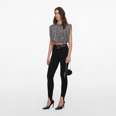 Self-Portrait SILVER RHINESTONE DRAPE TOP