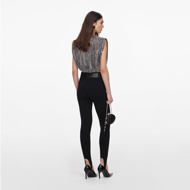 Self-Portrait SILVER RHINESTONE DRAPE TOP