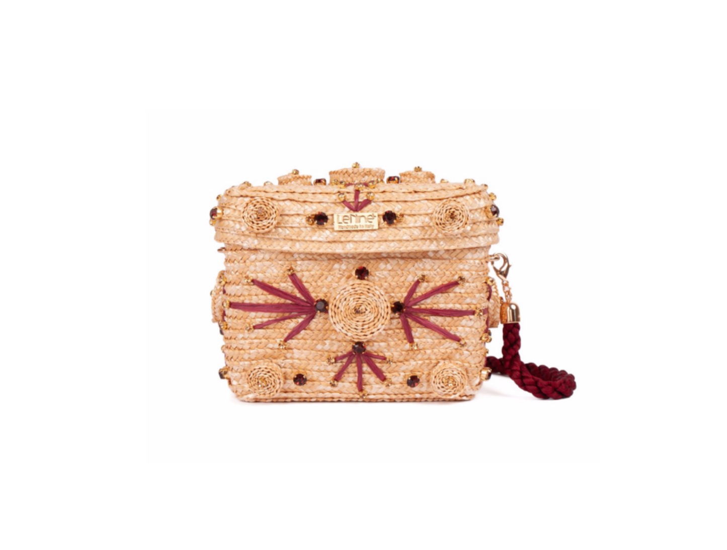 Le Nine Mini Trunk Raffia Bag Cherry