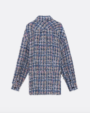 Faith Connexion Oversized Tweed Shirt Blue