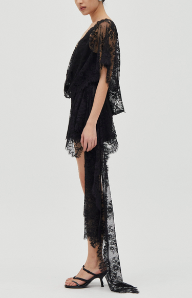 THIRD FORM POETRY DRAPED LACE DRESS | SMOKE