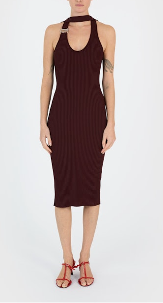Coperni C-Logo Knit Dress Brown