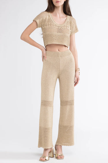 Sunday Saint Tropez Tina Crochet Lurex Pants Gold