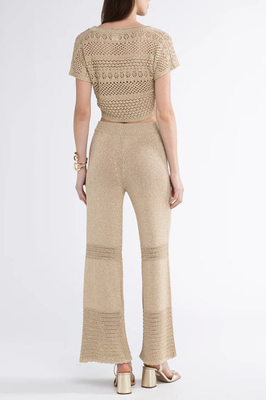 Sunday Saint Tropez Tina Crochet Lurex Pants Gold