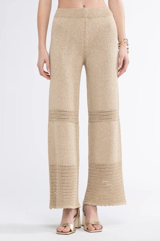 Sunday Saint Tropez Tina Crochet Lurex Pants Gold