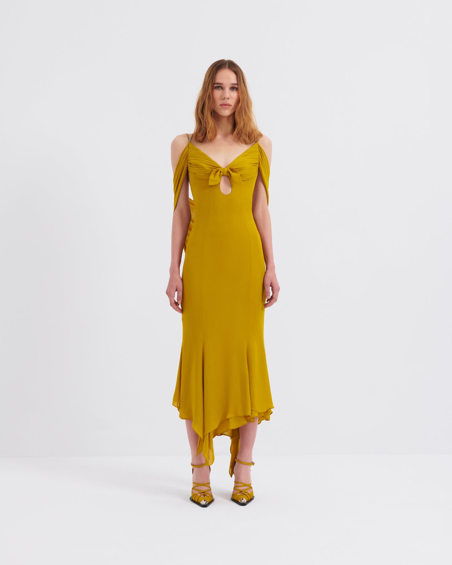 Tayfun Kaba Off the Shoulder Midi Dress