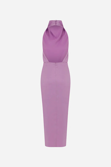 ILA ARIES Satin Backless Midi Dress