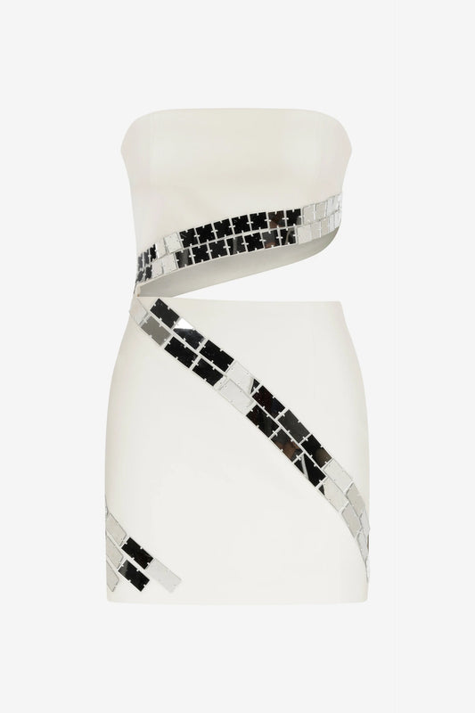 ILA CHANTE Strapless Mini Dress With Mirror Details