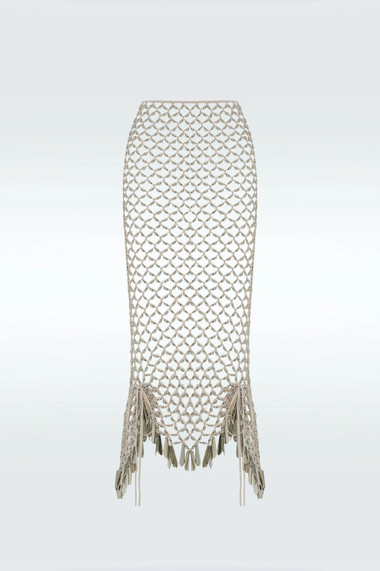 Zeynep Tosun Cannes Midi Skirt Beige