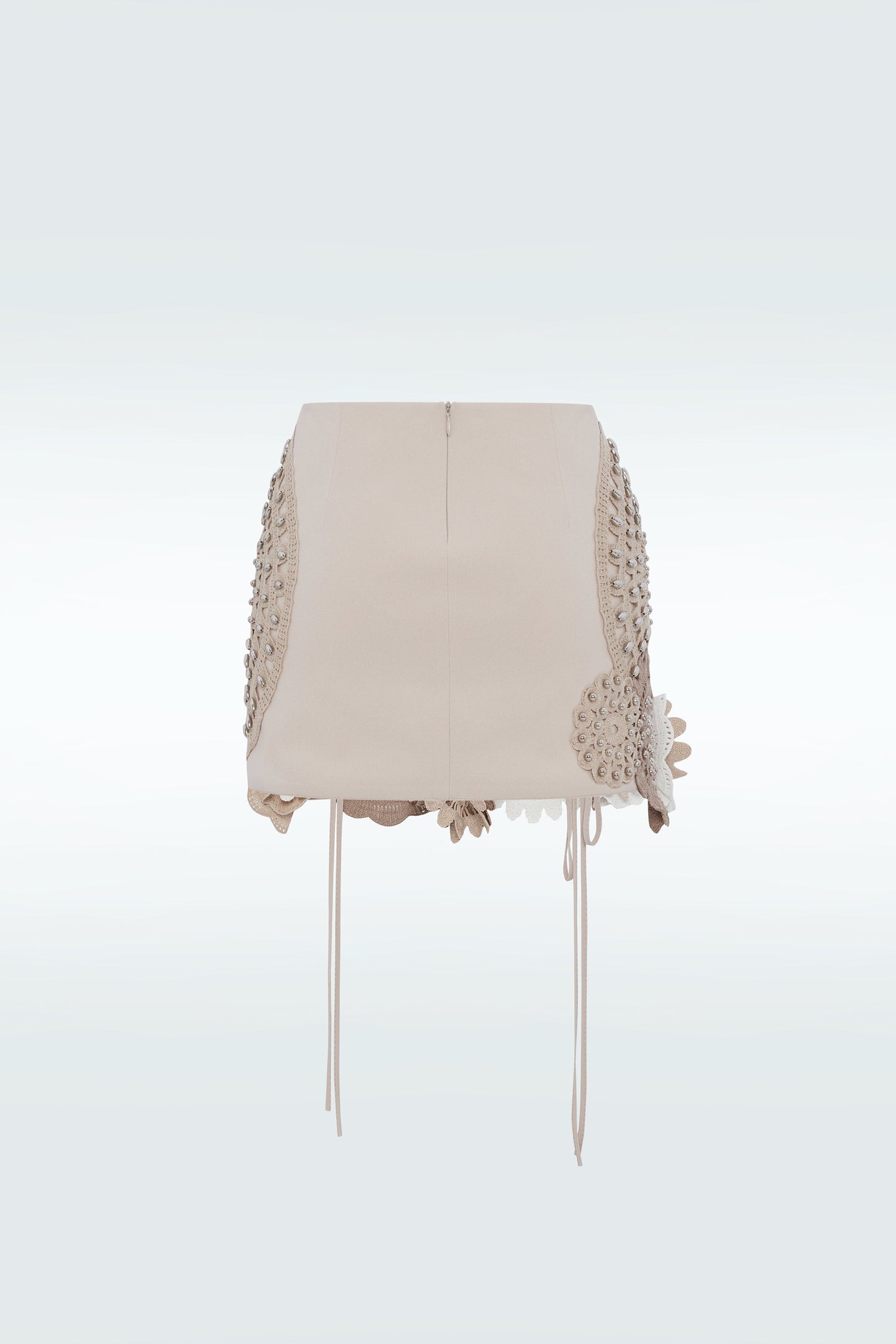 Zeynep Tosun 3-D Flower Stud Skirt Beige