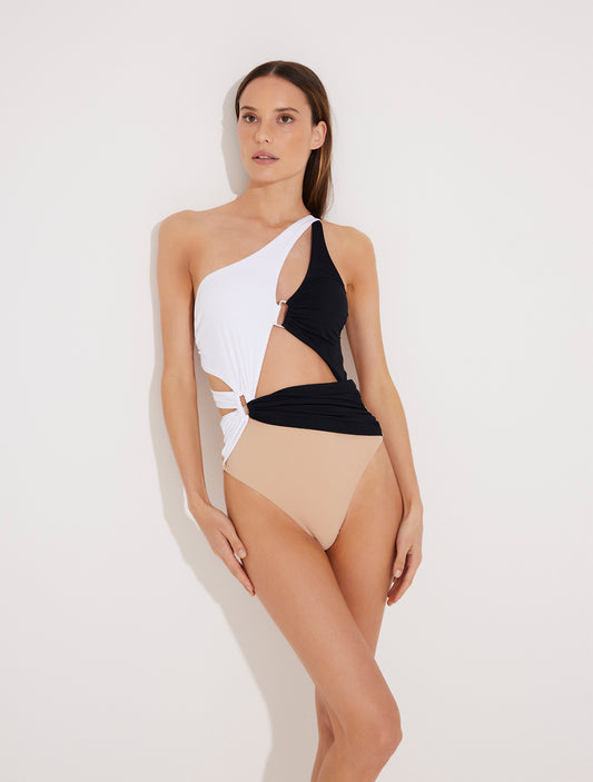 Moeva ADELINA Black/Nude/White Swimsuit