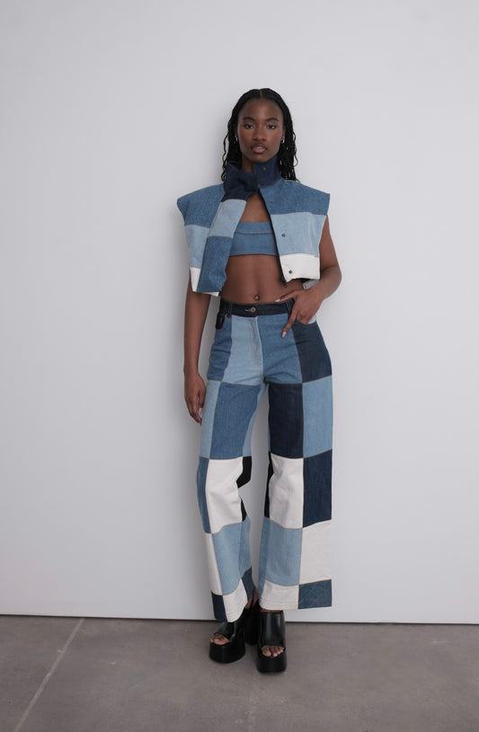 CEKETTE Patchwork Denim Pants