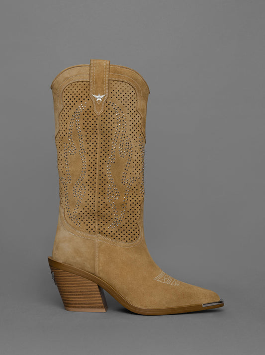 LOIE Inferno Camel Suede Boots