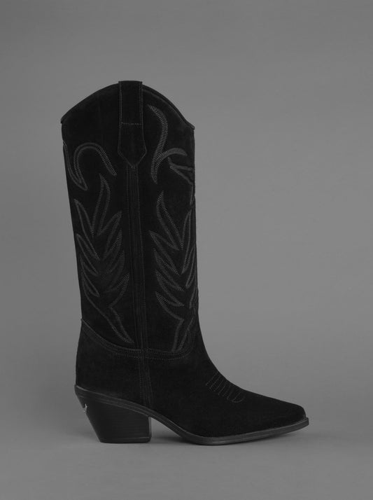 LOIE New Western Black Suede  Boots