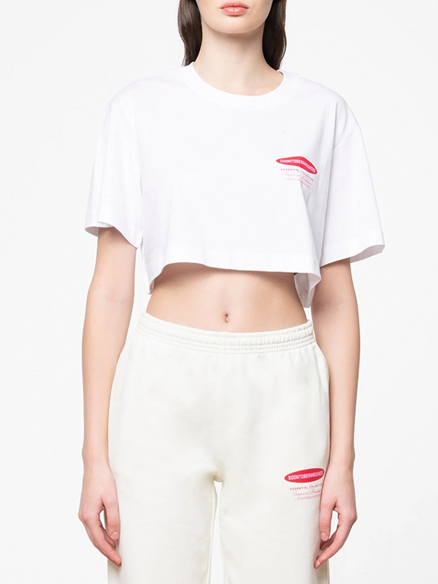 SOON TO BE ANNOUNCED  Essentials Logo Crop Fit S/S T-shirt Peat White