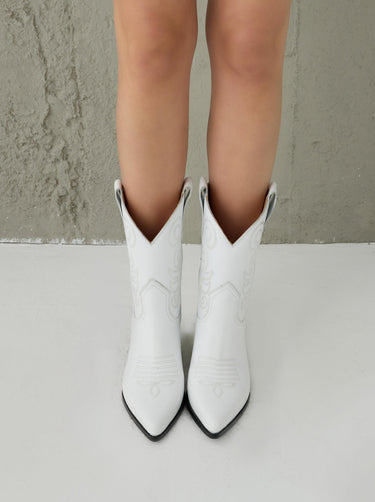 LOIE Vanessa White Leather Boots