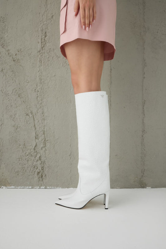 LOIE Visca White Kroko Boots