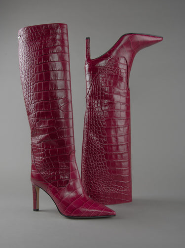 LOIE Visca Claret Red Kroko Boots