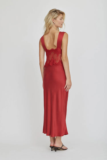 Third Form VISIONS LACE DEEP V MAXI DRESS CRIMSON